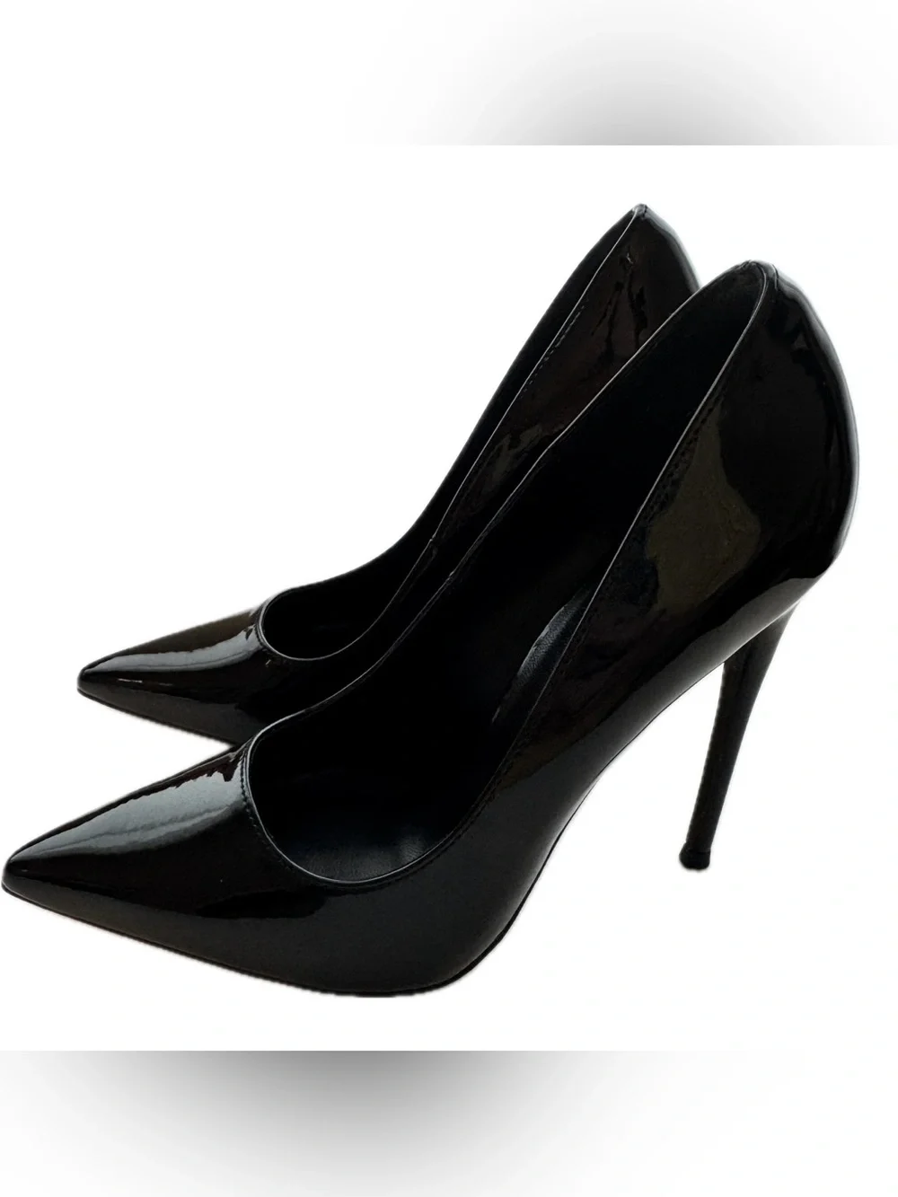 Black Patent Leather Look Stiletto Heels Women’s Size 7 Pointed Toe Pumps